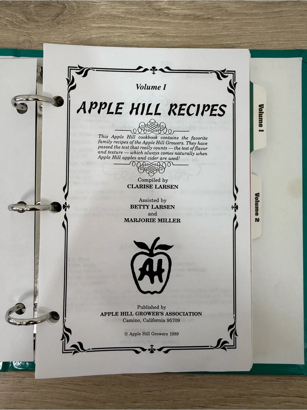 Apple Hill Growers: Favorite Recipes From Our Family Farm Book Vintage 1989